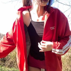 Cherry Red Reebok Windbreaker !